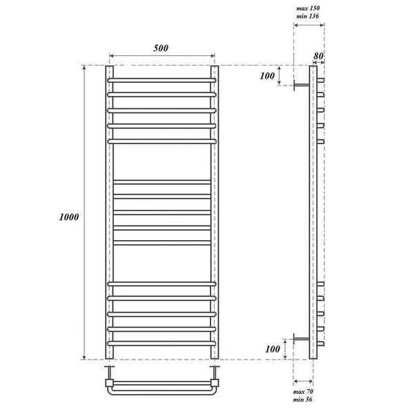 Полотенцесушитель Point П15 50x100 электрический, цвет хром - фото 1