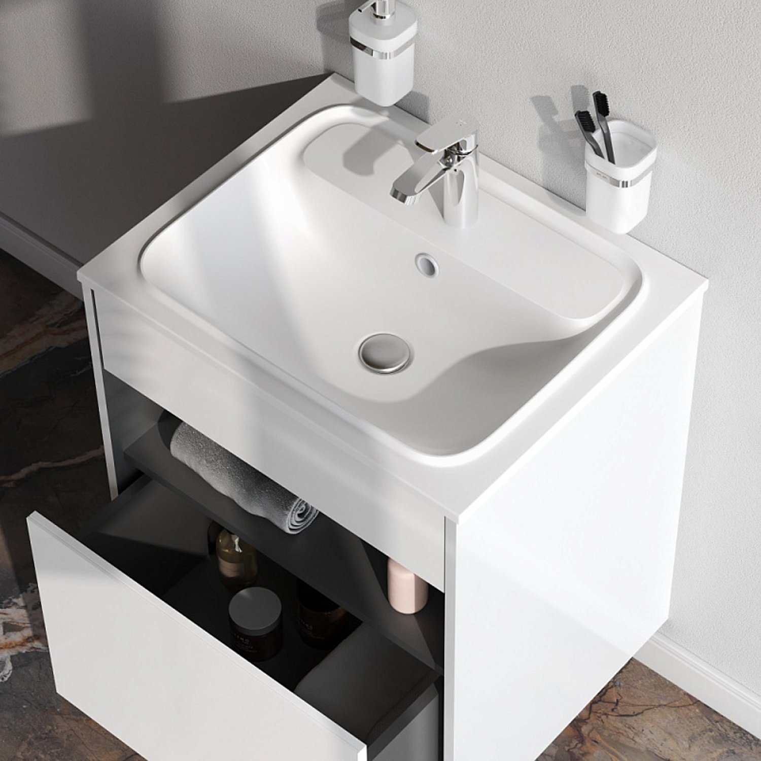 Тумба под раковину AM.PM Func 60, цвет белый глянец - фото 1