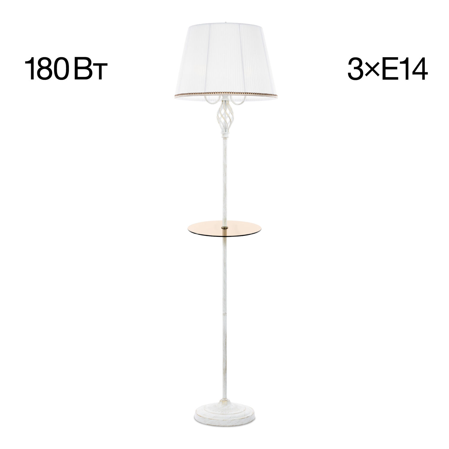 Торшер Citilux Вена CL402920T, арматура белая с золотом, плафоны текстиль белый