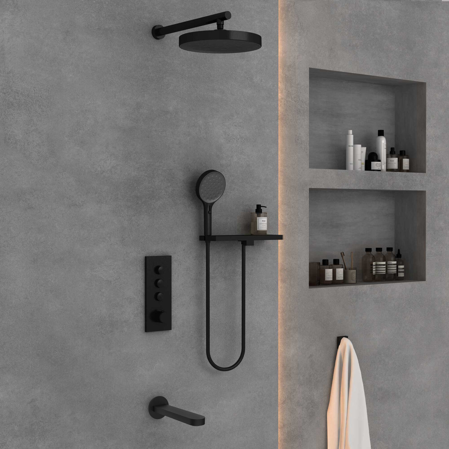 Душевой комплект Vincea Inspire VSFW-433TI5RMB, встраиваемый, цвет матовый черный - фото 1