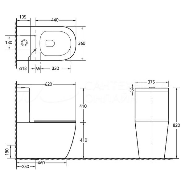 Унитаз SantiLine SL-5016 MB напольный, безободковый, с сиденьем микролифт, цвет черный матовый - фото 1