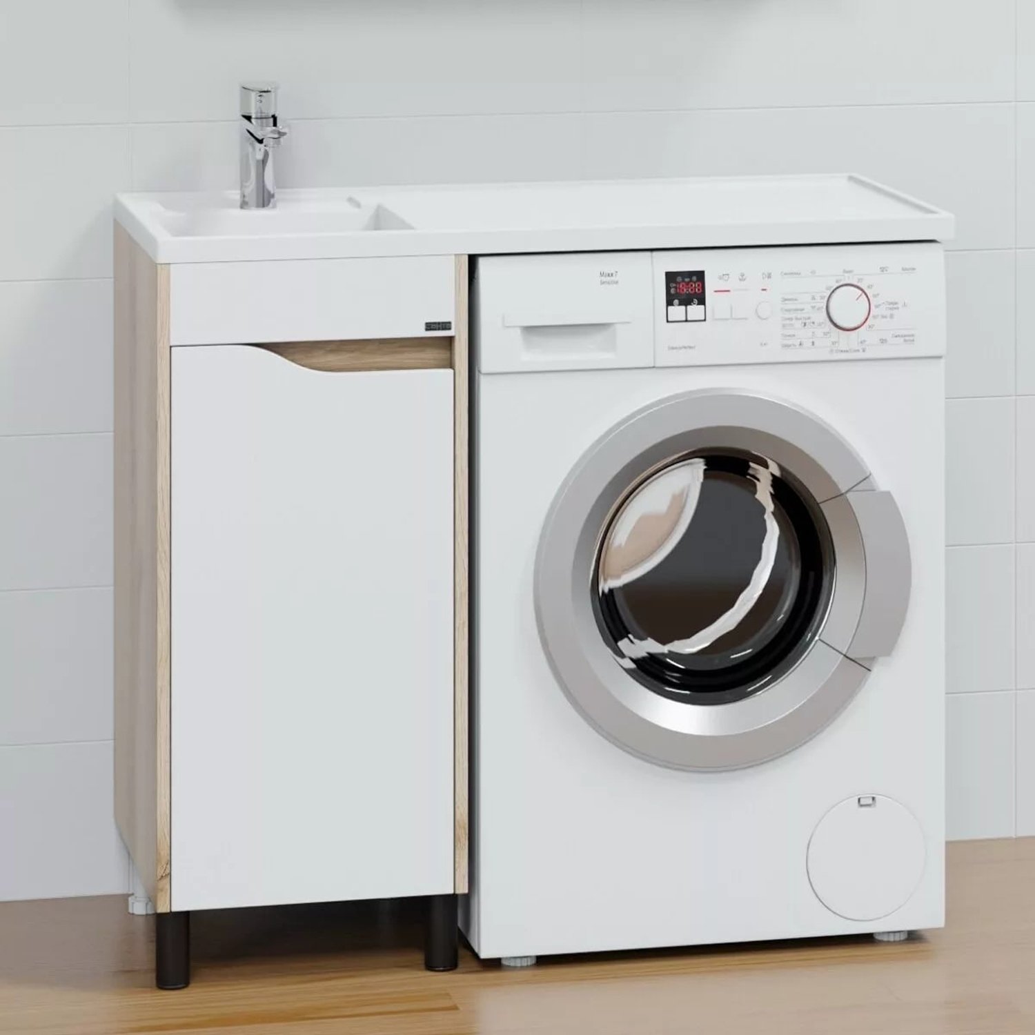 Тумба под раковину Санта Сатурн 38, напольная, цвет белый / дуб австрийский