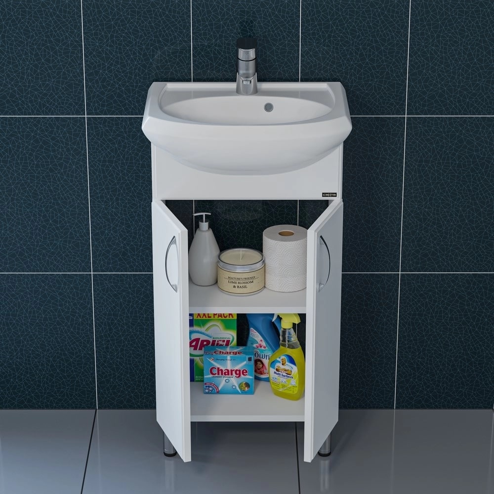 Тумба под раковину Санта Уют 45 напольная, с дверцами, цвет белый - фото 1