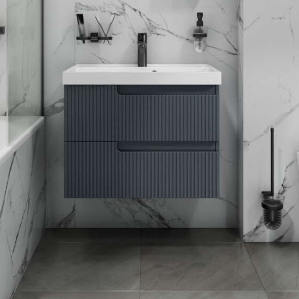 Тумба под раковину Санта Альтаир 70, подвесная, 2 ящика, цвет графит матовый