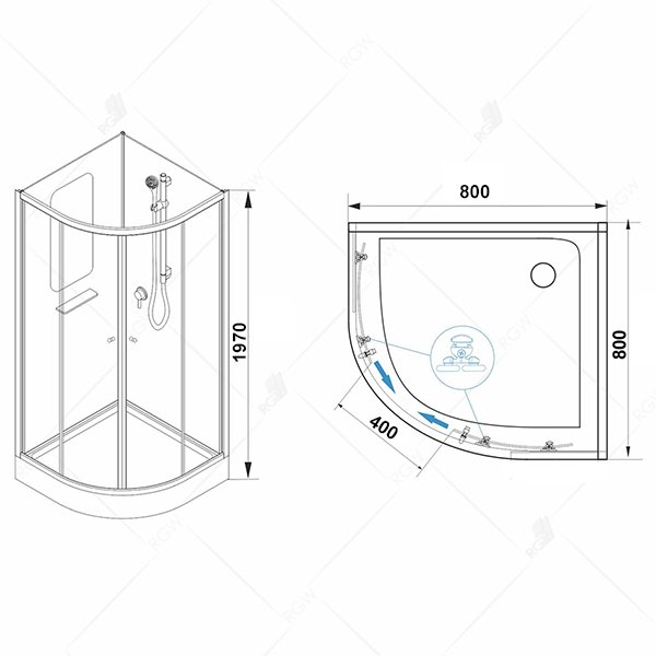 Душевая кабина RGW Andaman AN-208 80x80, стекло прозрачное, профиль хром матовый