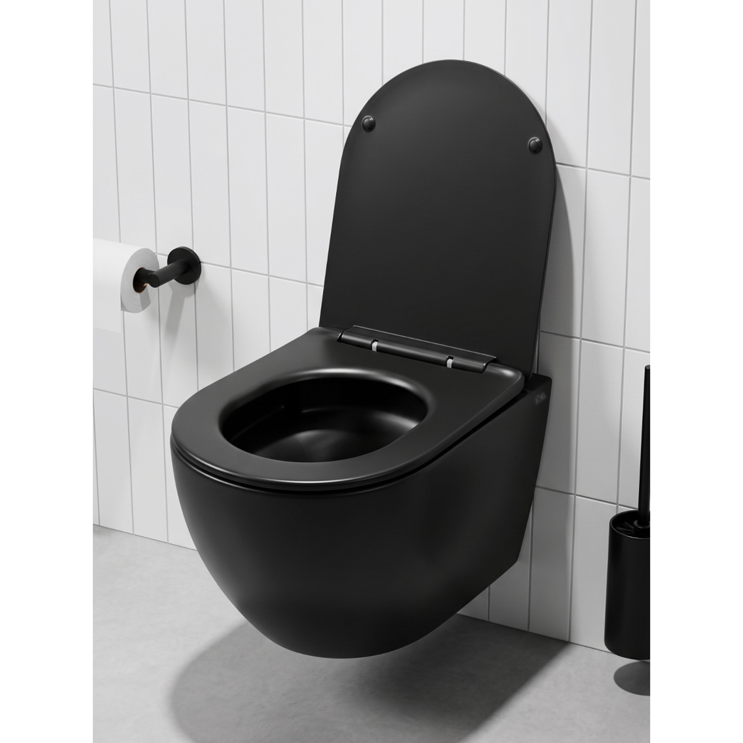 Унитаз Joki Стелла T JK1141020MB подвесной, безободковый, смыв Торнадо, с сиденьем микролифт, цвет черный матовый