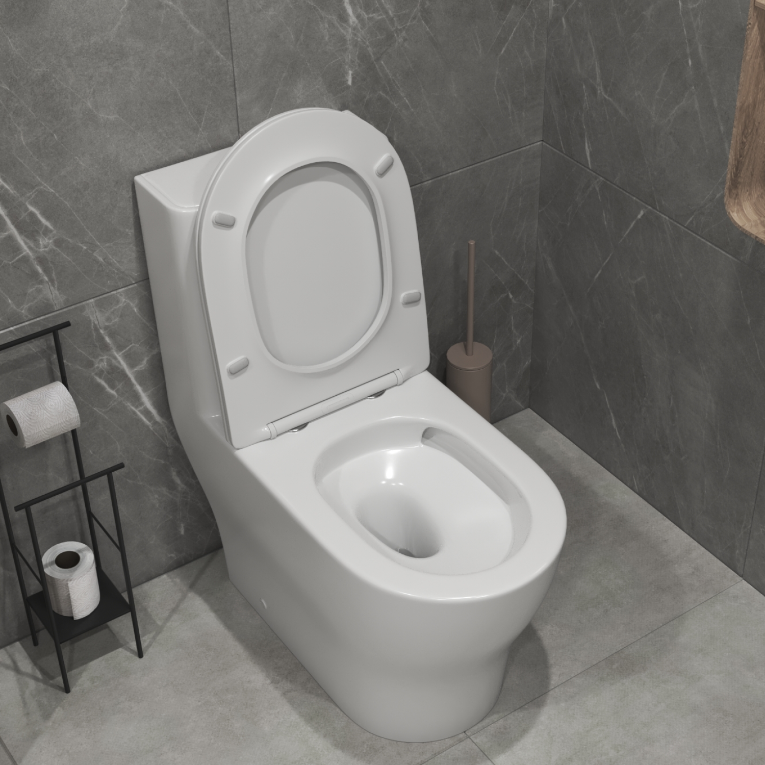 Унитаз-моноблок Joki Palace T JK86382100 напольный, безободковый, смыв Торнадо, с сиденьем микролифт, цвет белый