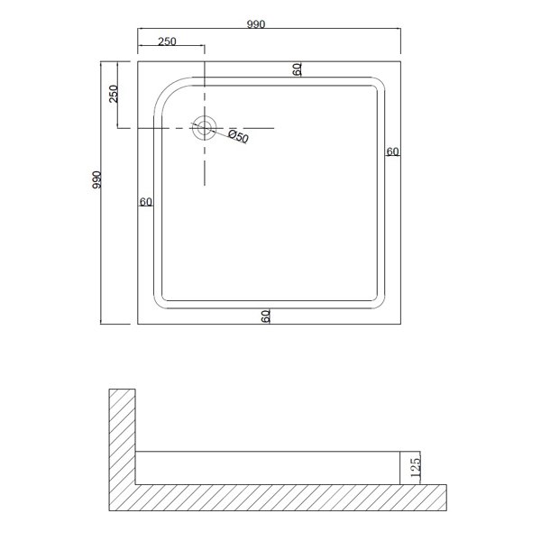 Поддон для душа Niagara Nova NG-100-100Q 100x100, ABS-пластик, цвет белый - фото 1