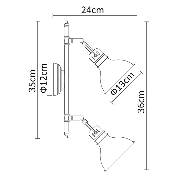 Спот Arte Lamp Mark A1102AP-2AB, арматура бронза, плафоны металл бронза, 35х13 см - фото 1