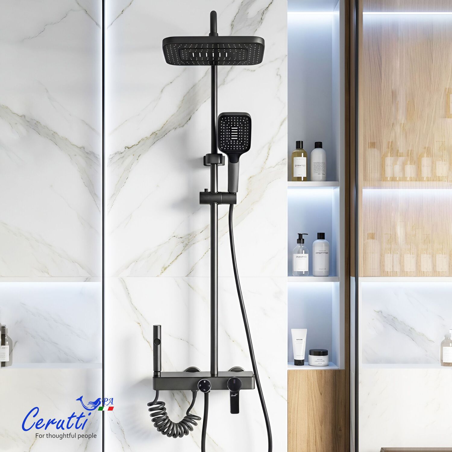 Душевая стойка CeruttiSPA Alfio, цвет графит - фото 1