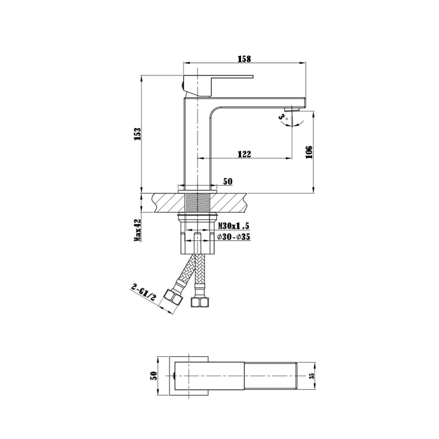 Смеситель Vincea Cube VBF-1C01MB для раковины, цвет черный - фото 1