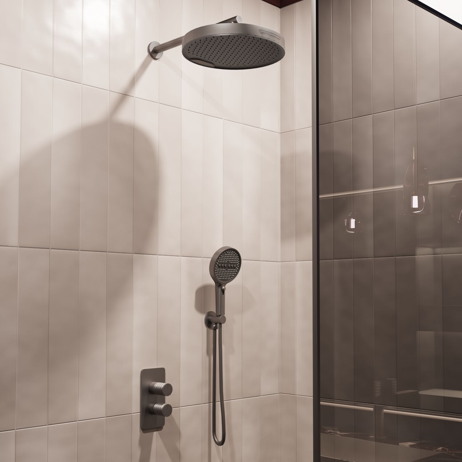 Душевой комплект Vincea Domus VSFW-5DM0GM, встраиваемый, цвет вороненая сталь - фото 1