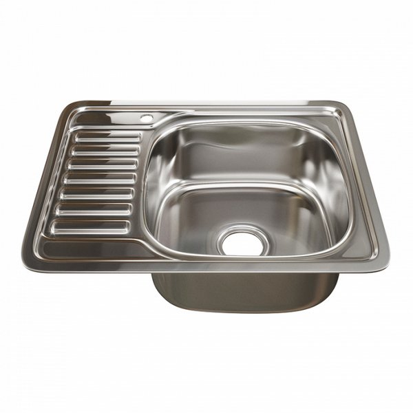 Кухонная мойка Mixline 529331 58x48, с крылом, правая, цвет хром 