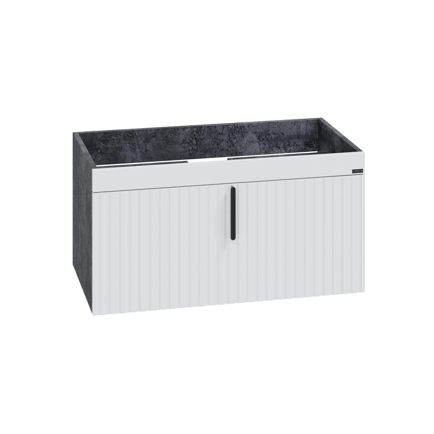Тумба под раковину Санта Юпитер 80, цвет белый / темно-серое дерево - фото 1