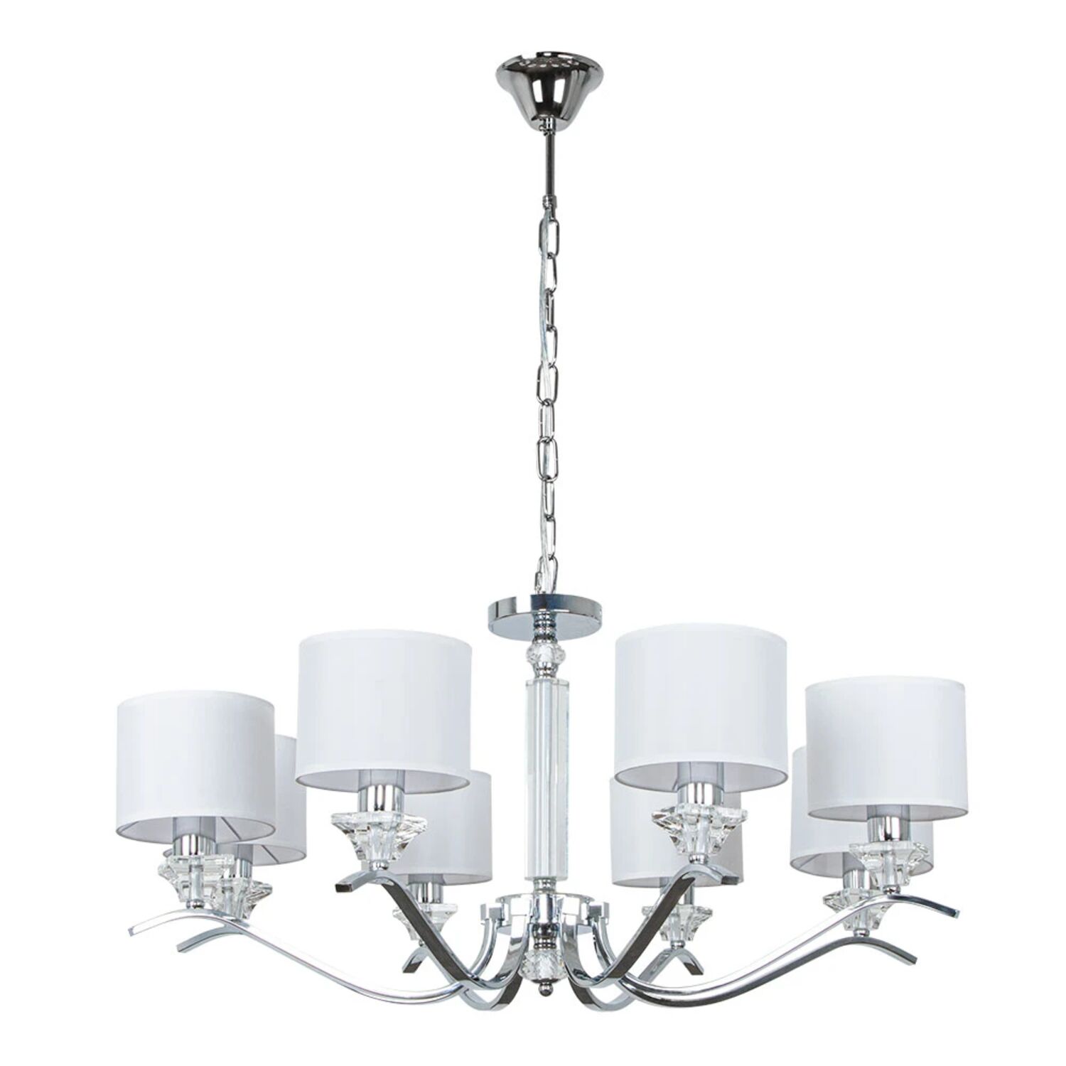 Подвесная люстра Arte Lamp Alhena A4091LM-8CC, арматура хром, плафон ткань белая