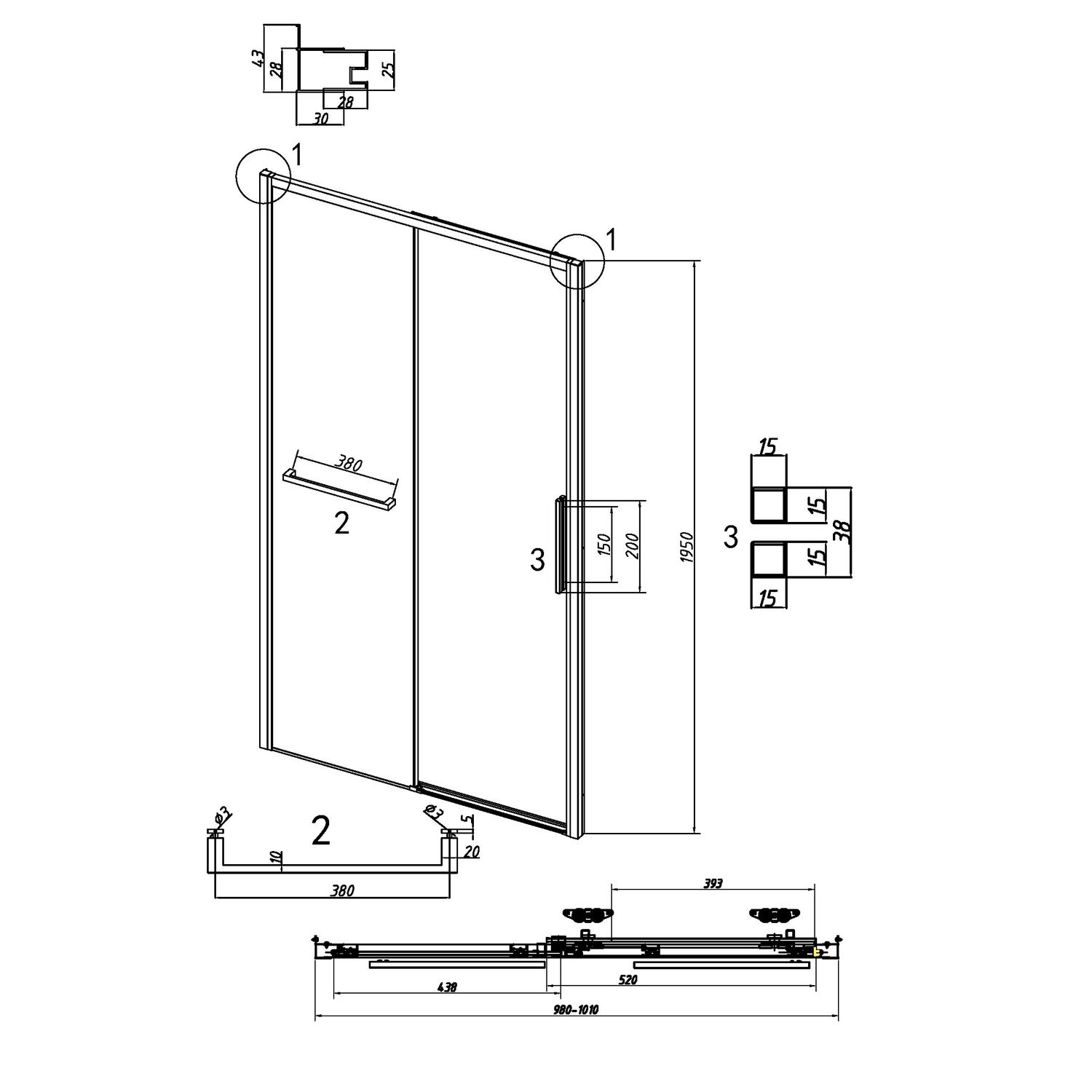 Душевая дверь Grossman Style 100х195, стекло прозрачное, профиль хром - фото 1