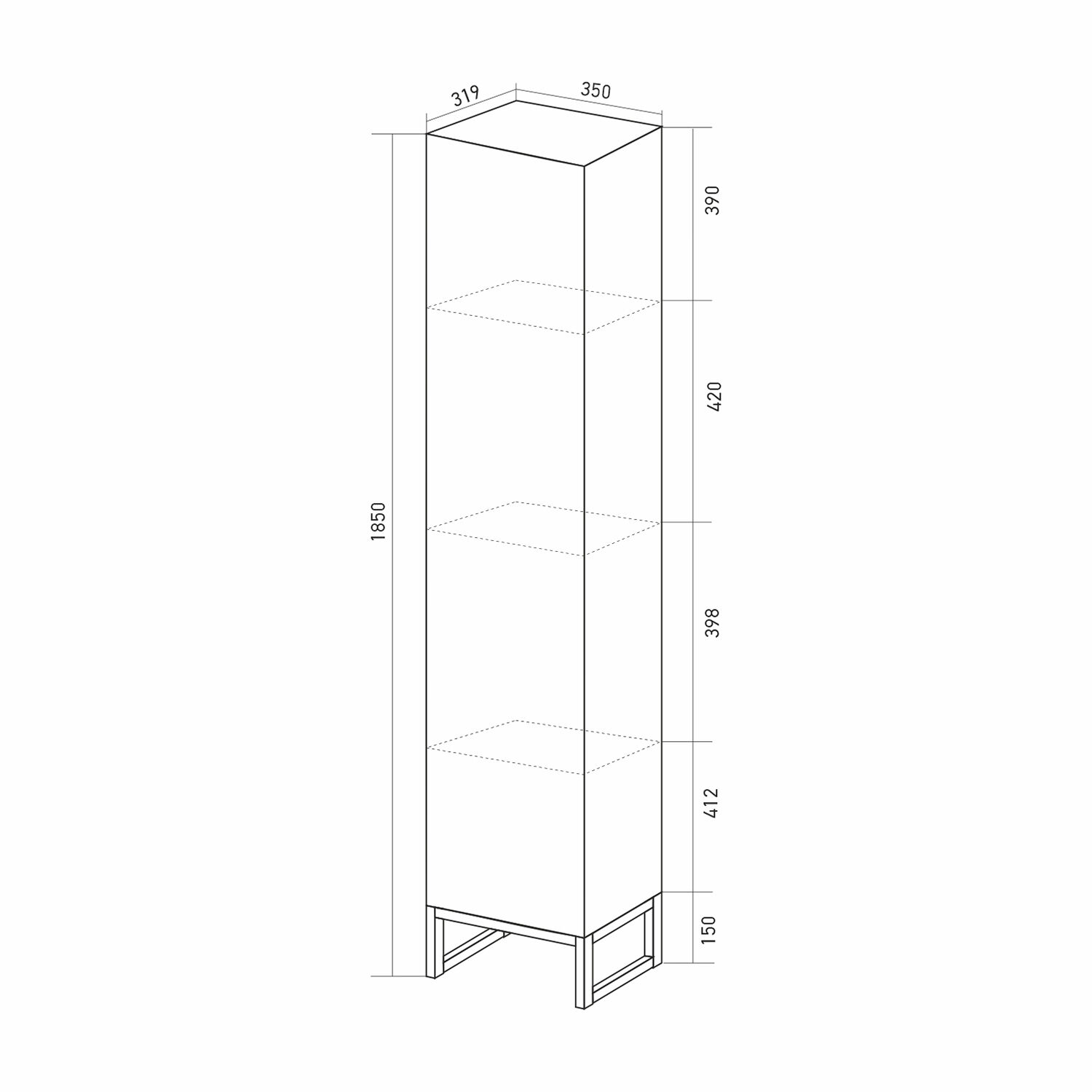 Шкаф-пенал Mixline Окленд 35, правый, цвет графит мрамор - фото 1
