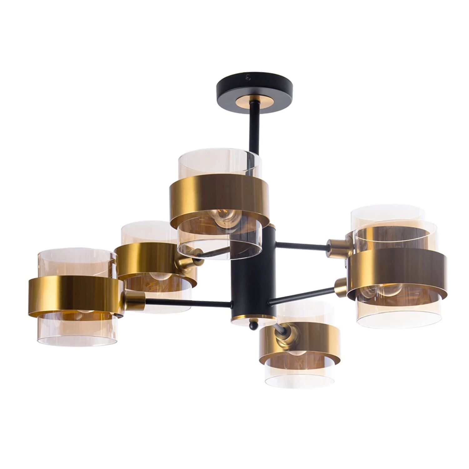 Подвесная люстра Arte Lamp Carlo A8205SP-6BK, арматура черный, плафон стекло янтарное