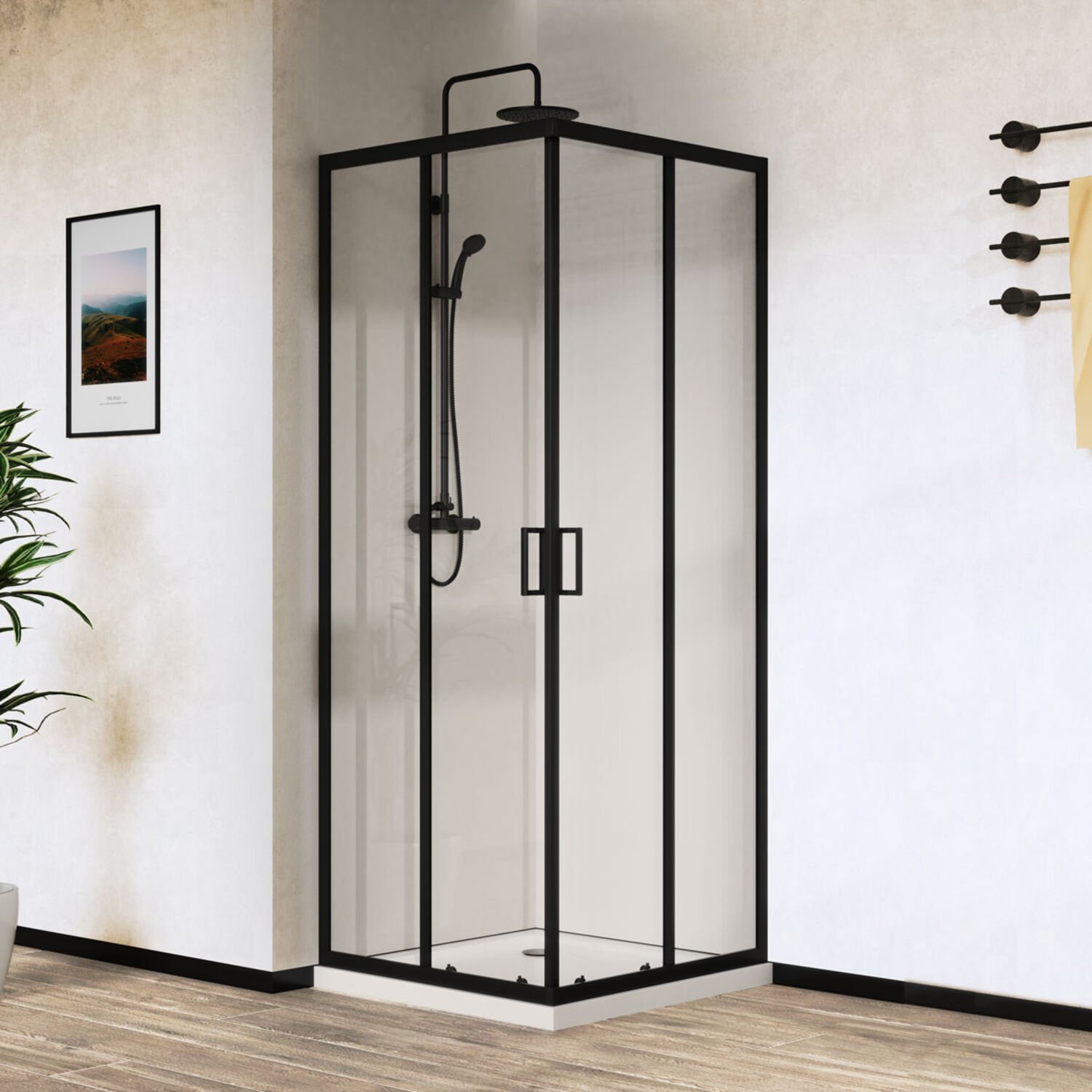 Душевой уголок Vincea City VSS-5CT 90x90, стекло прозрачное, профиль черный