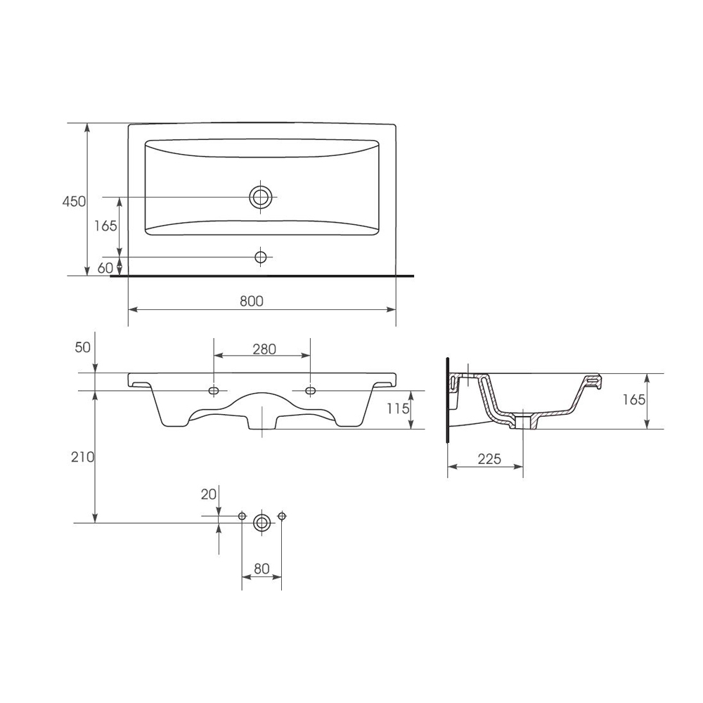 Мебель для ванной Corozo Теона 80, подвесная, цвет белый