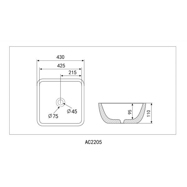 Раковина Abber Rechteck AC2205 накладная, 43x43 см, цвет белый - фото 1