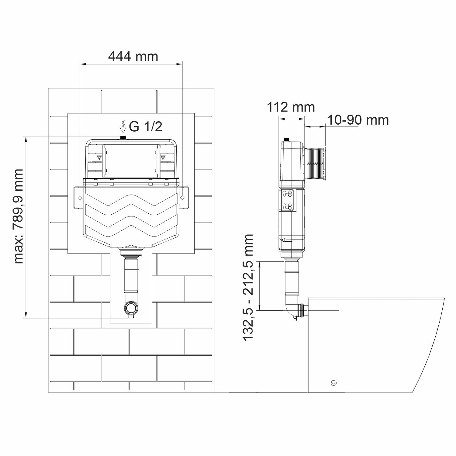 Смывной бачок скрытого монтажа WasserKRAFT Aller 10TLT.031.ME.BN01 для унитаза, с кнопкой смыва никель - фото 1