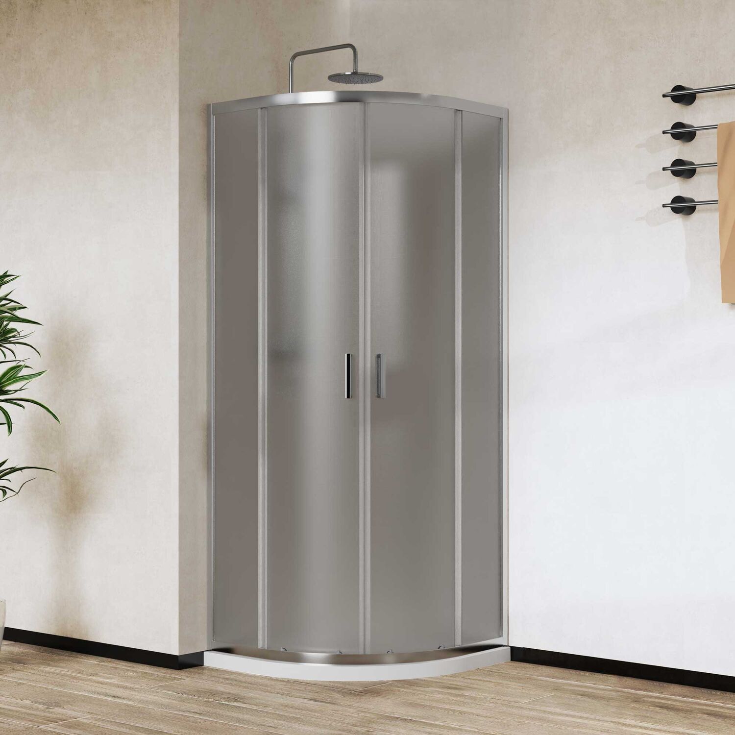 Душевой уголок Vincea City VSQ-5CT 80x80, стекло текстурное, профиль хром
