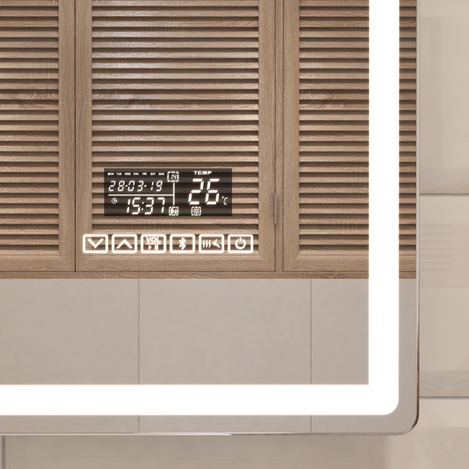 Зеркало Vigo Geometry Media Voice 60x70, с подсветкой, функцией антизапотевания, Bluetooth, часами, голосовым управлением