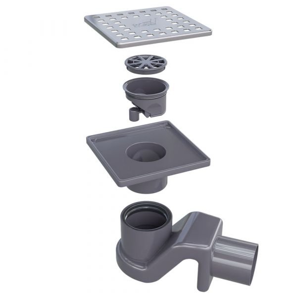 Душевой трап RGW Shower Drain SDR-14, боковой выпуск, цвет хром, 11x11 см