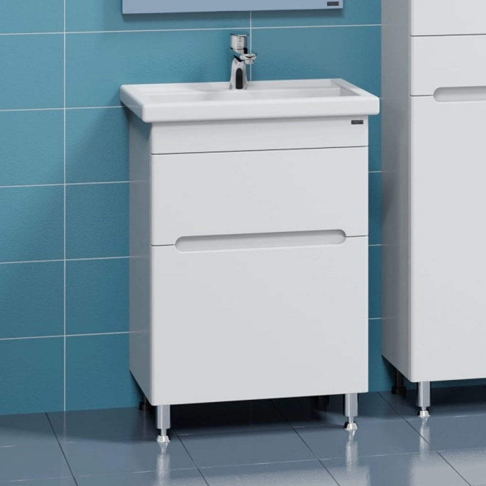 Тумба под раковину Санта Лондон 60 напольная, с ящиками, цвет белый