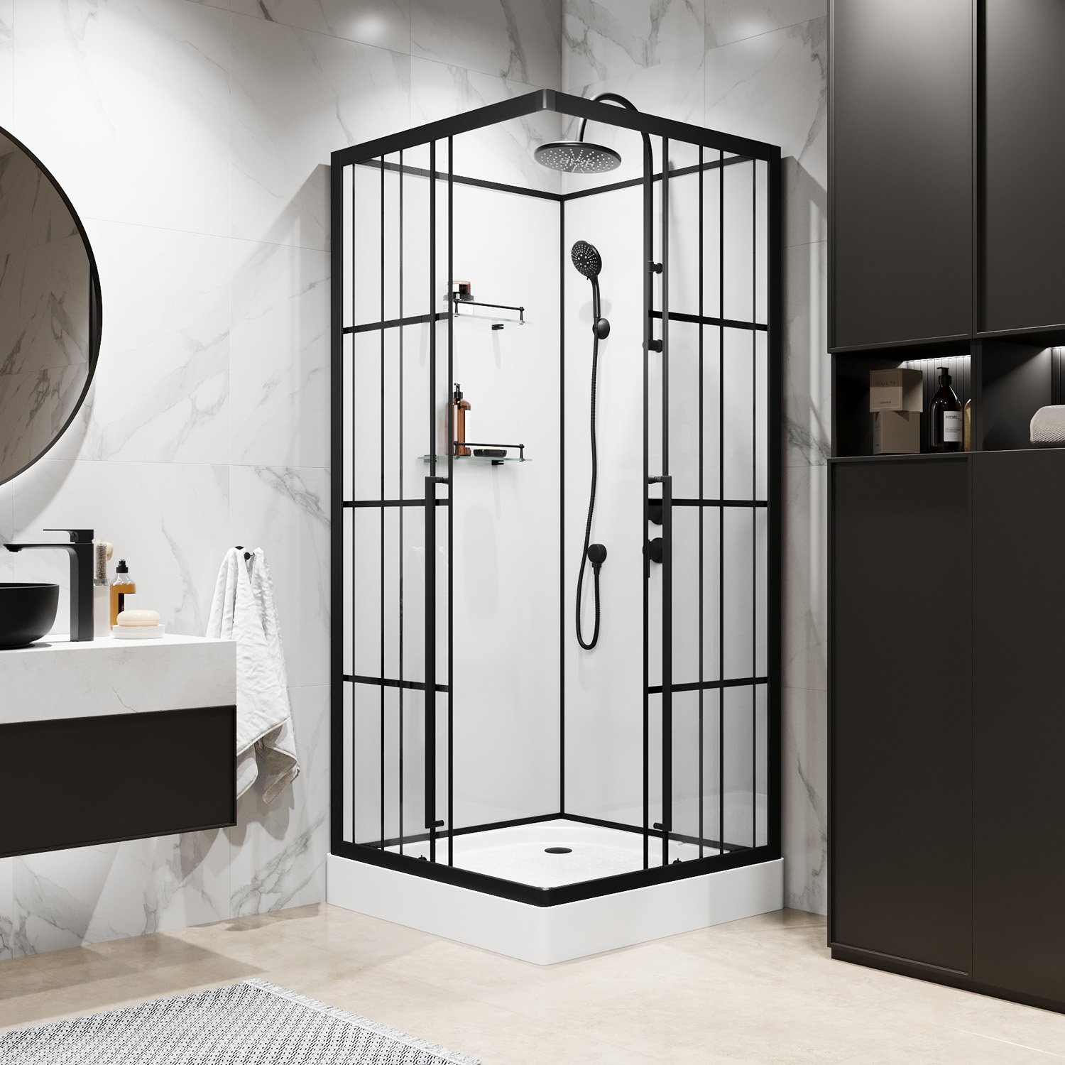 Душевая кабина Niagara Standart ST100/15QR/KL/BKT 100х100, правая, стекло прозрачное, профиль черный