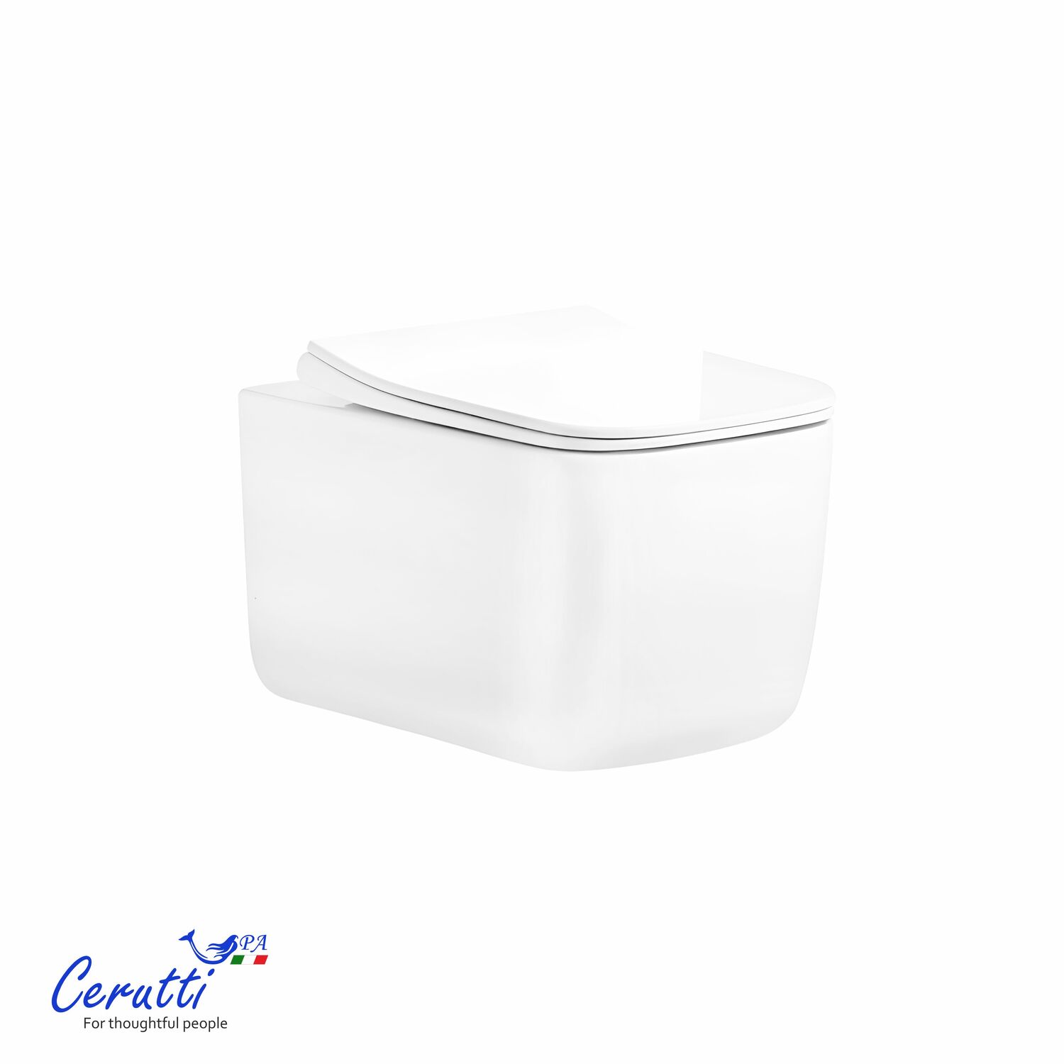 Унитаз Ceruttispa Tacito Aria Tornado CT12033 подвесной, безободковый, смыв Торнадо, с сиденоем микролифт, цвет белый глянцевый