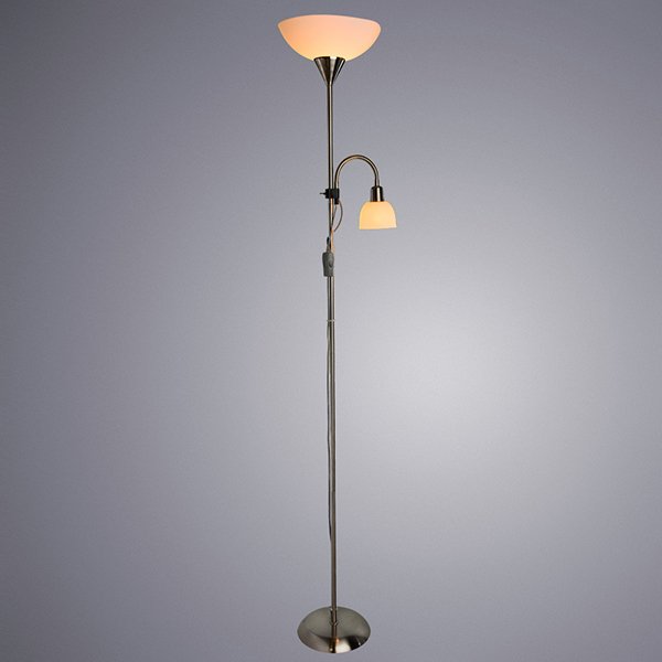 Торшер Arte Lamp Duetto A9569PN-2SS, арматура серебро, плафоны пластик белый, 30х30 см