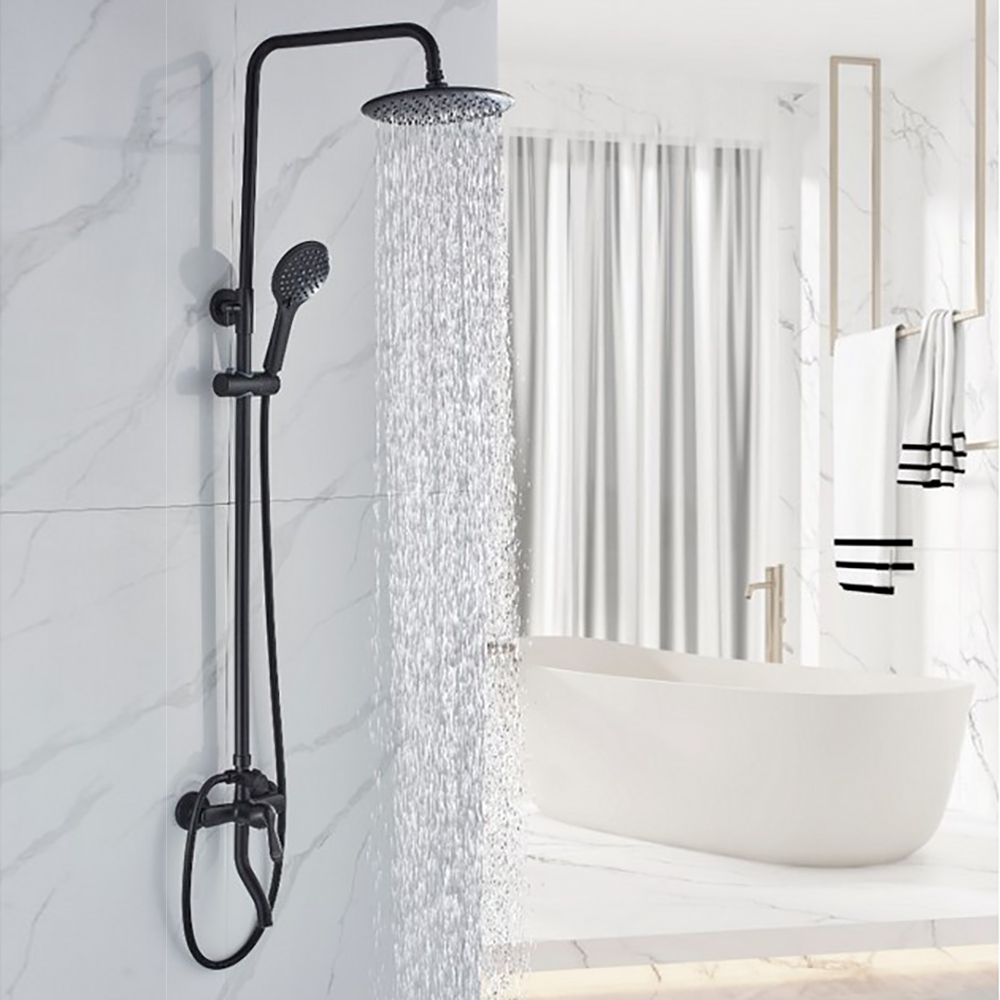 Душевая стойка Boch Mann Eco Black BM8825, с верхним душем, смесителем, цвет черный - фото 1