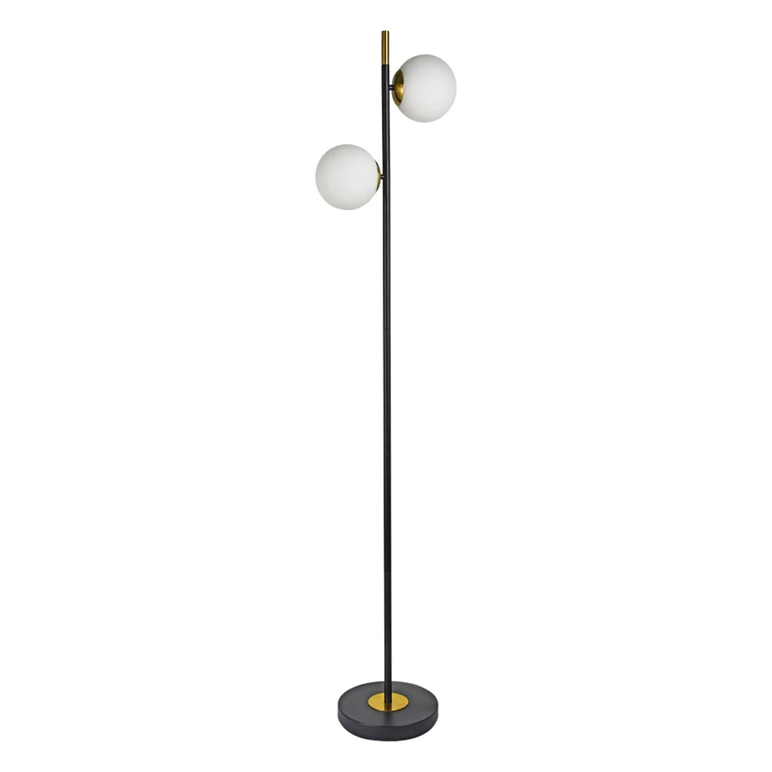 Торшер Arte Lamp Alcor A2224PN-2BK, арматура черная, плафон стекло белое