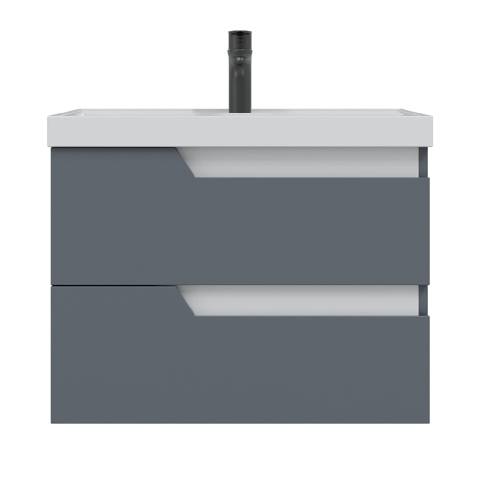 Тумба под раковину Санта Антарес 70, подвесная, 2 ящика, цвет графит матовый - фото 1