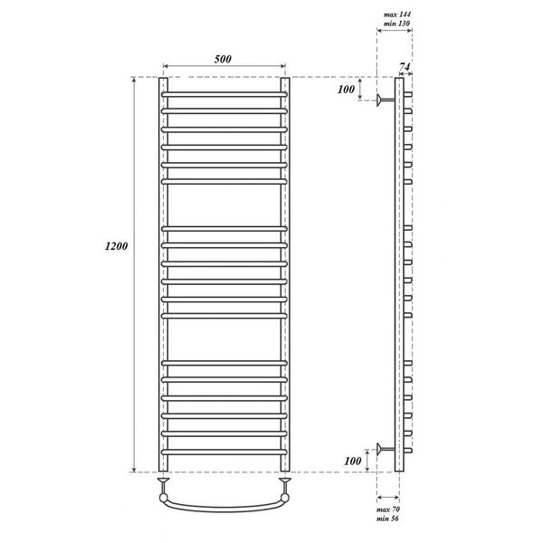 Полотенцесушитель Point П18 50x120 электрический, цвет хром