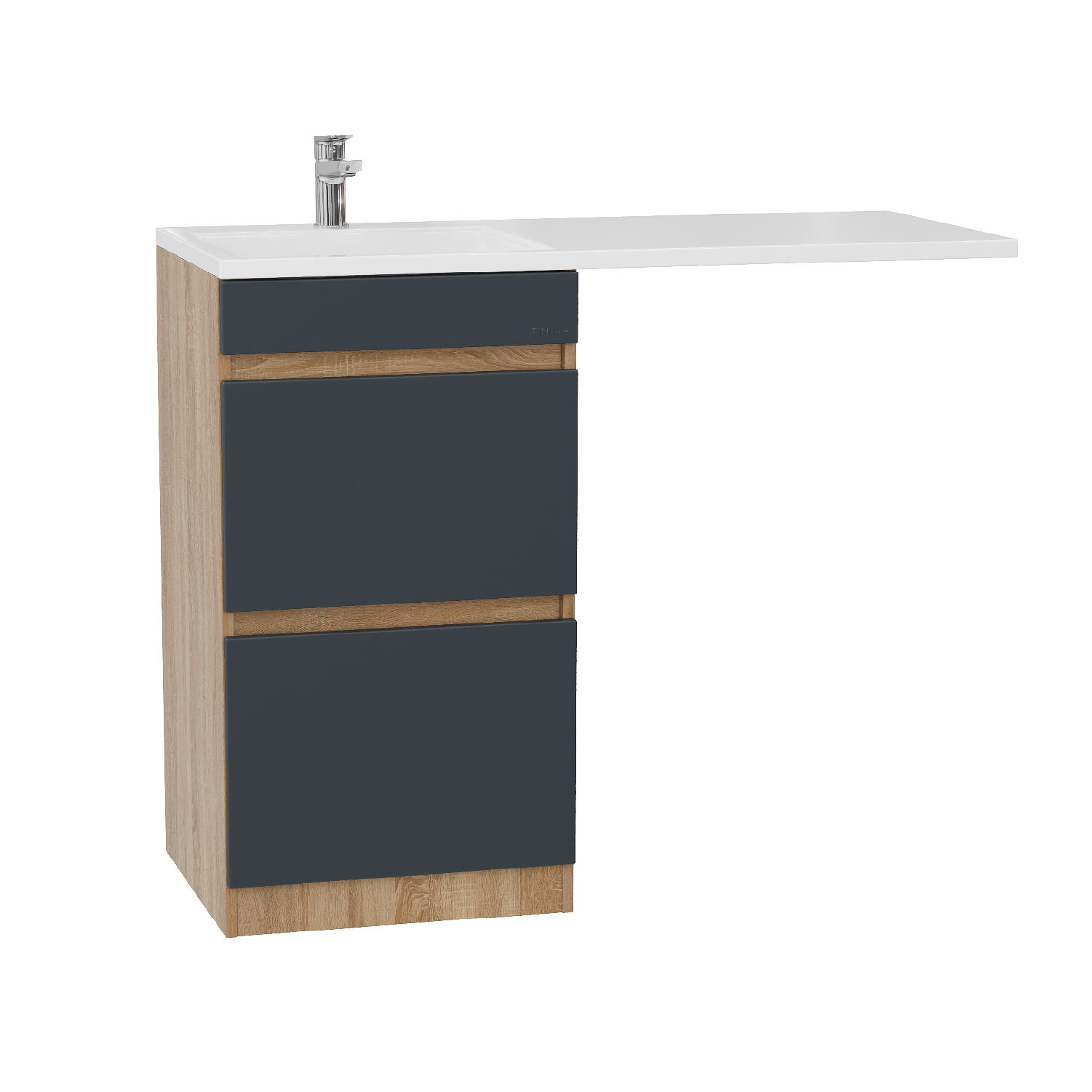 Тумба под раковину Оника Милтон 58, с ящиками, цвет серый / дуб сонома - фото 1