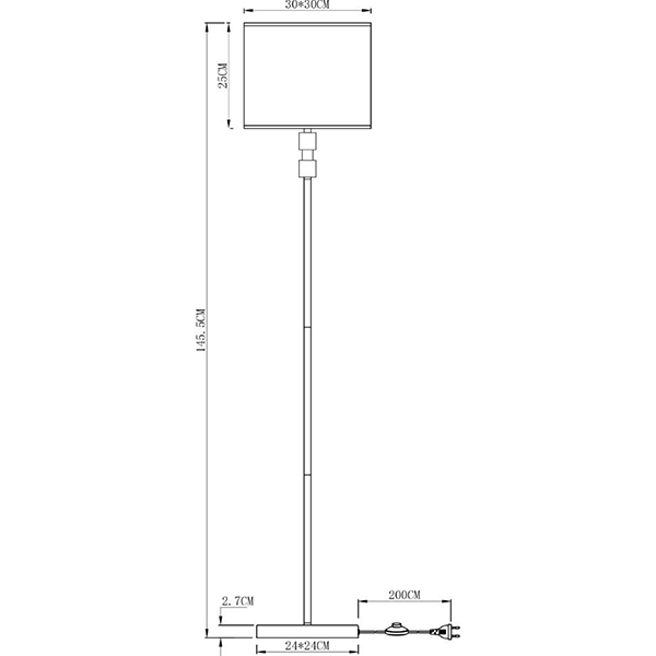 Торшер Arte Lamp North A5896PN-1PB, арматура медь, плафон ткань белая, 30х30 см - фото 1