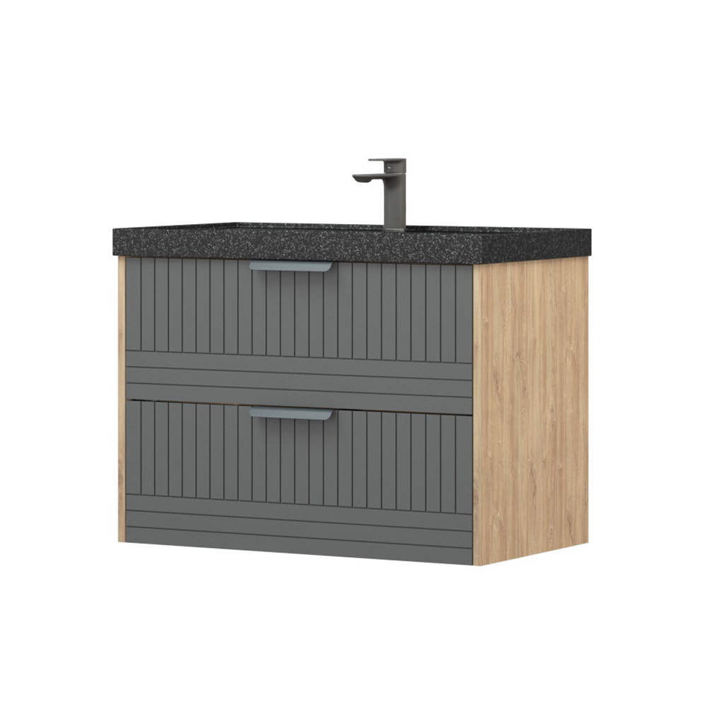 Тумба под раковину Corozo Инди 80, подвесная/напольная, цвет дуб канзас/графит