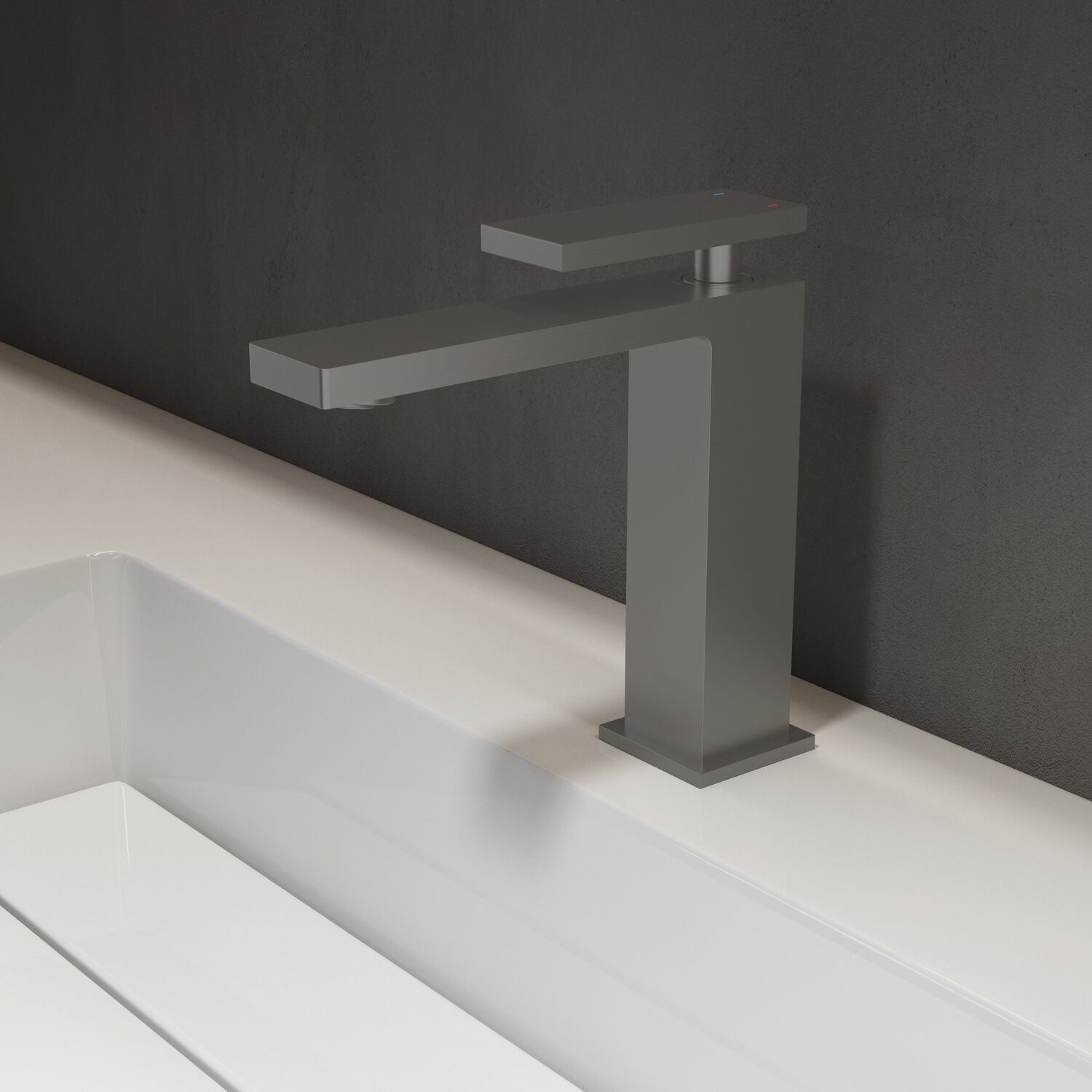 Смеситель Vincea Rim VBF-2DS1GM для раковины, цвет вороненая сталь - фото 1