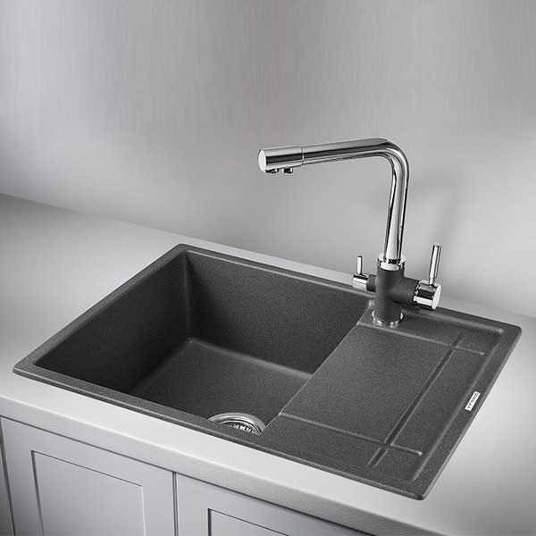 Кухонная мойка Granula GR-6501 BG 65x50, с крылом, цвет графит - фото 1