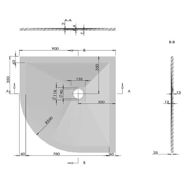 Поддон для душа Vincea VST-4SQ 90x90, искусственный камень, цвет белый матовый