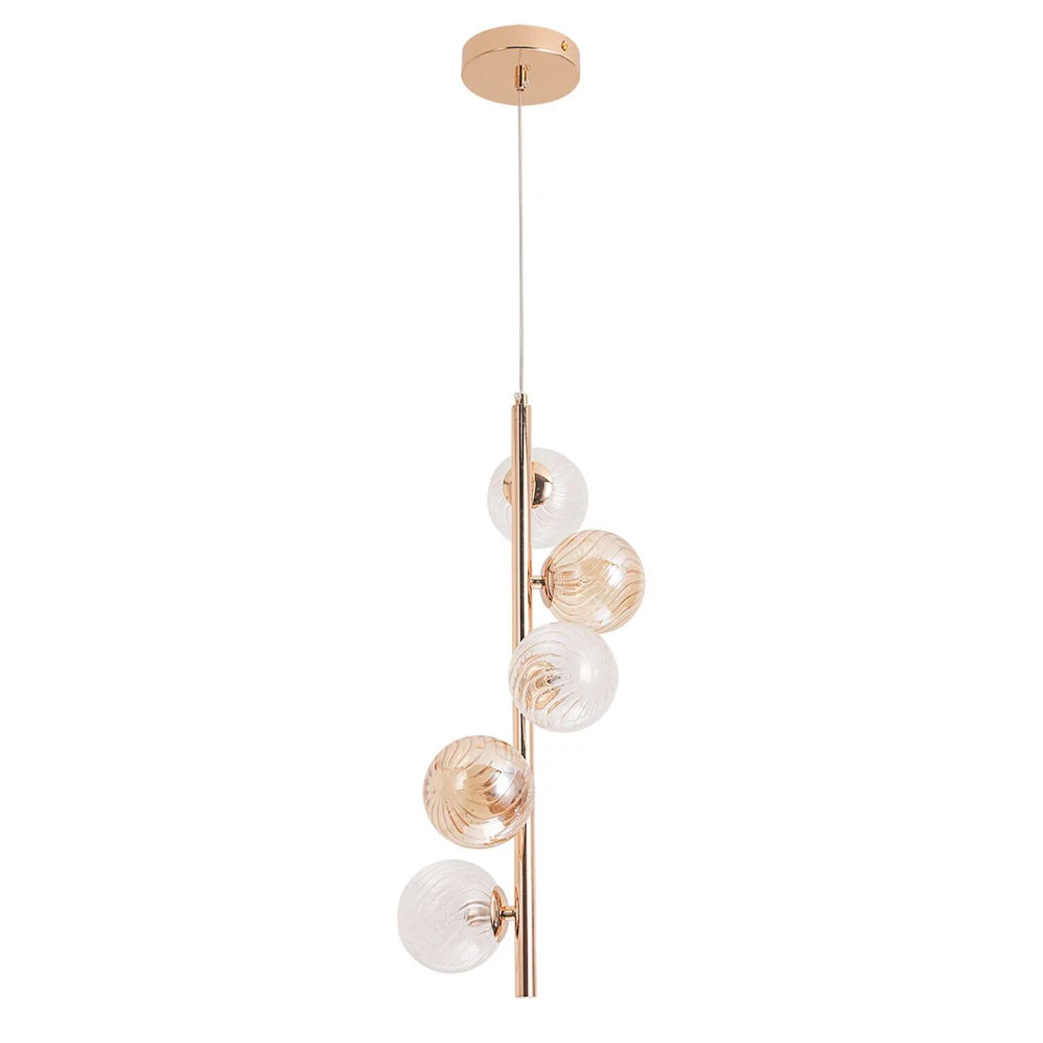 Подвесной светильник Arte Lamp Etereo A5261SP-5GO, арматура золото, плафон стекло янтарное/прозрачное