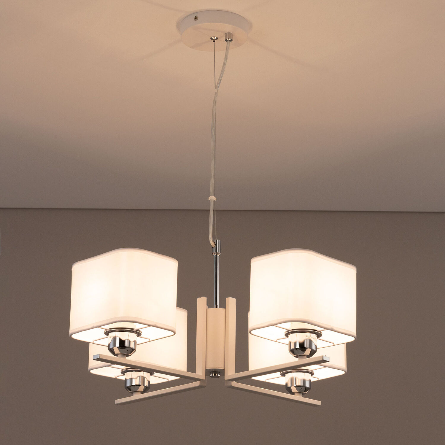 Подвесная люстра Citilux Тильда CL469245, арматура белая, плафоны текстиль белый - фото 1