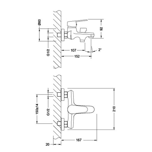 Смеситель Lemark Point LM0314C для ванны с душем, цвет хром - фото 1