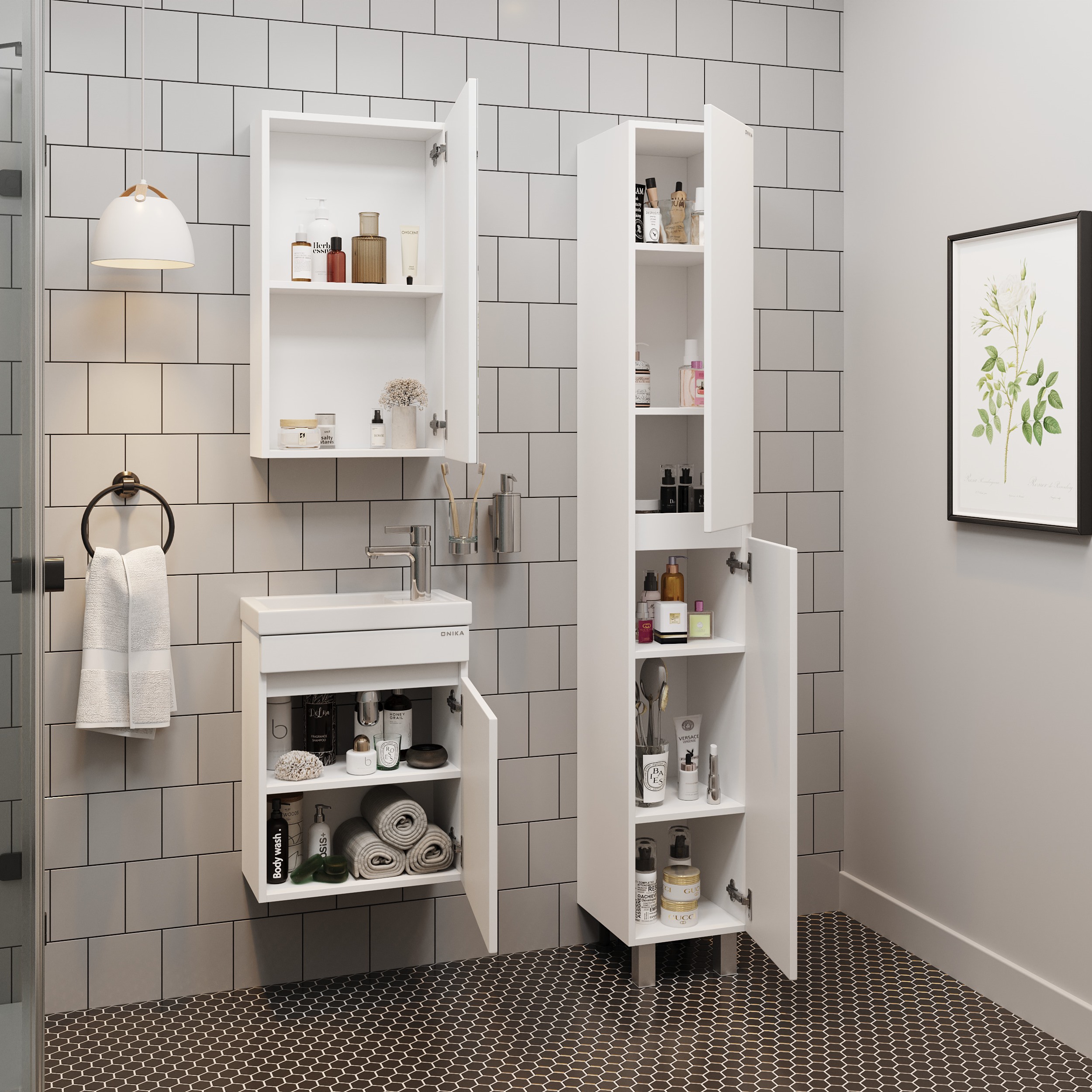 Мебель для ванной Оника Милтон 45, подвесная, цвет белый - фото 1