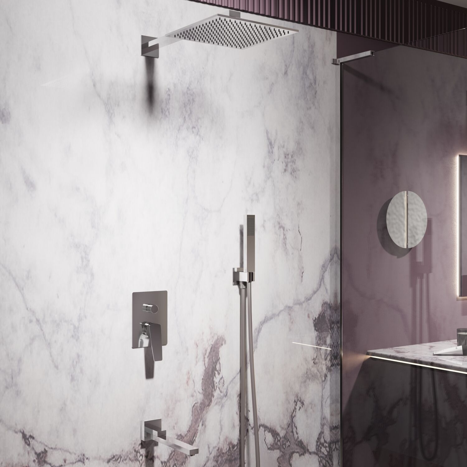 Душевой комплект Vincea Puro VSFW-5P1CH, встраиваемый, цвет хром - фото 1