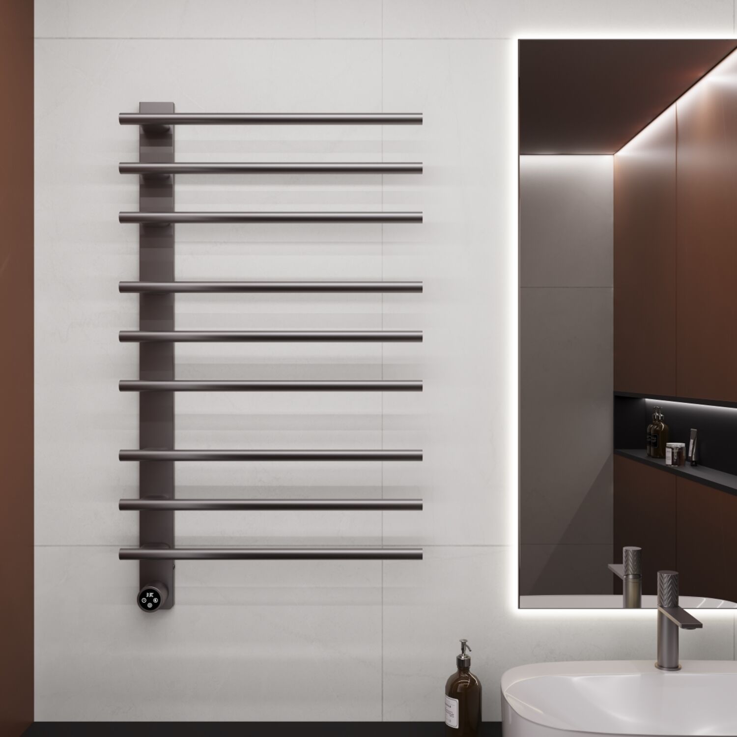 Полотенцесушитель Vincea VTD-2SC3GM 52x90 электрический, цвет вороненая сталь - фото 1