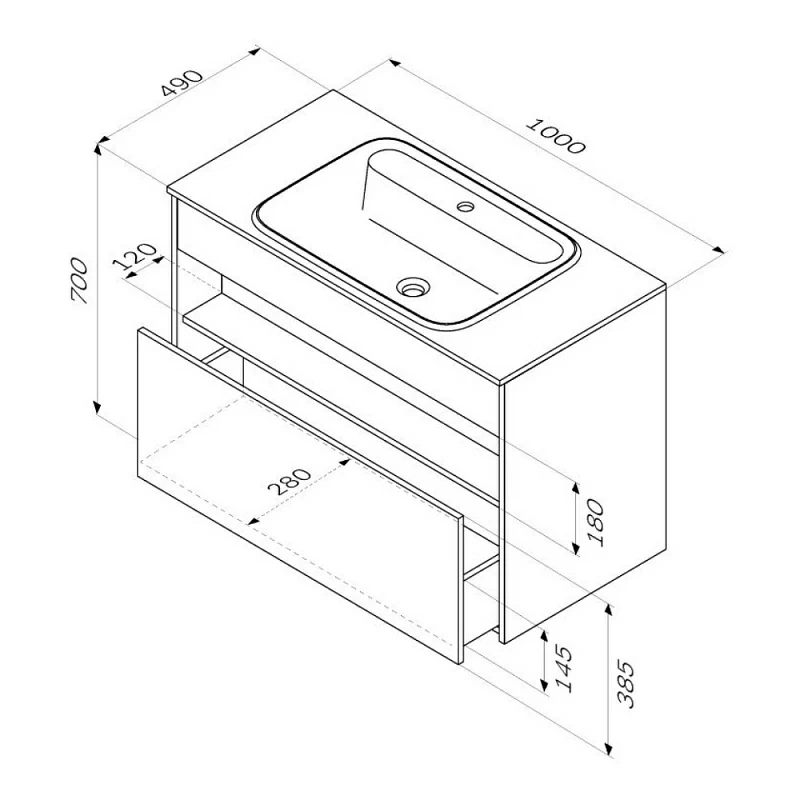 Тумба под раковину AM.PM Func 100, цвет белый глянец